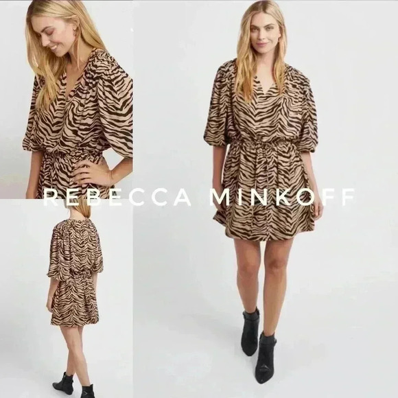 Rebecca Minkoff Dresses & Skirts - BNWT Rebecca Minkoff Isabella tiger print mini dress in camel zebra size  Xs